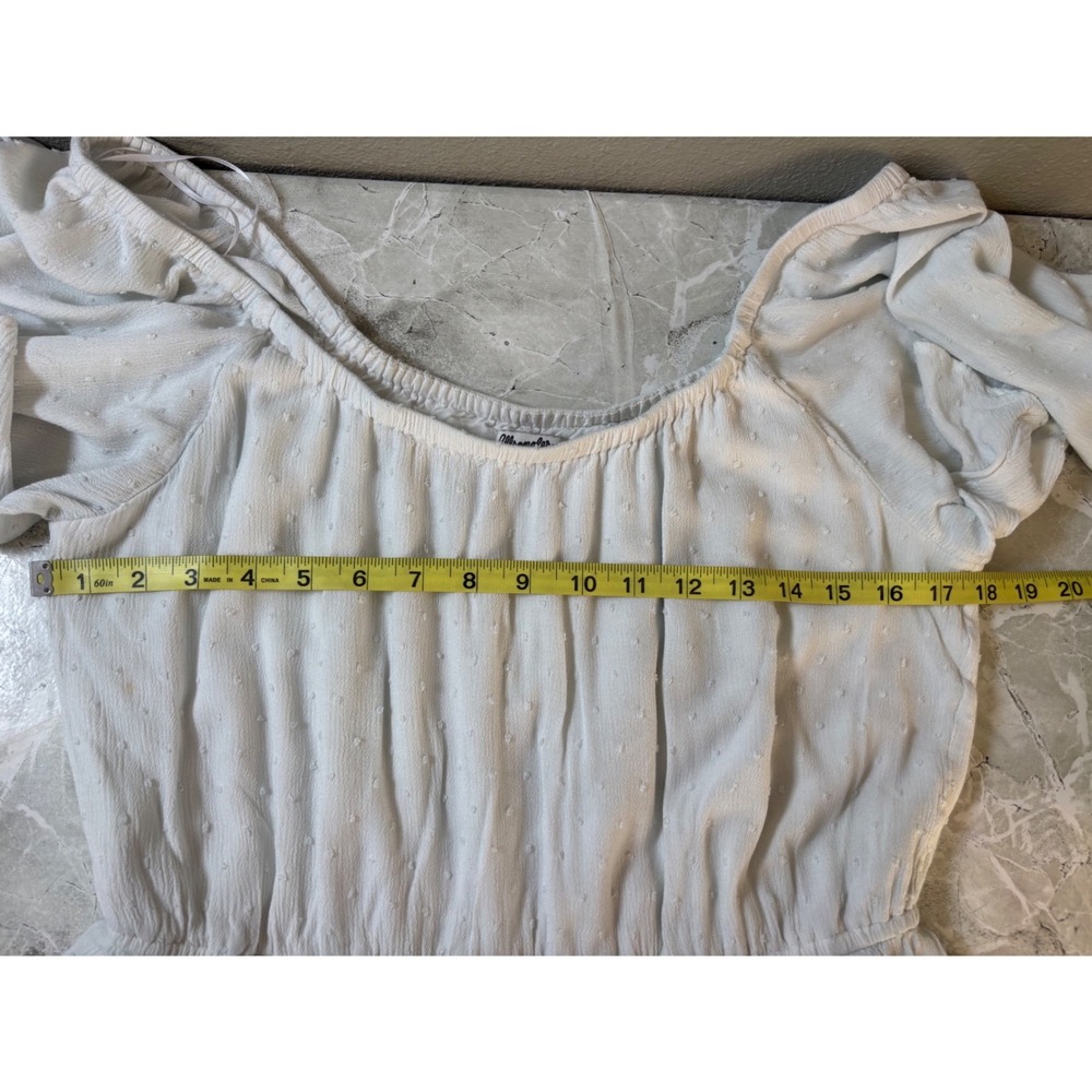 Wrangler Retro White Swiss Dot Off The Shoulder Mini Dress Large Cotragecore - Picture 8 of 9